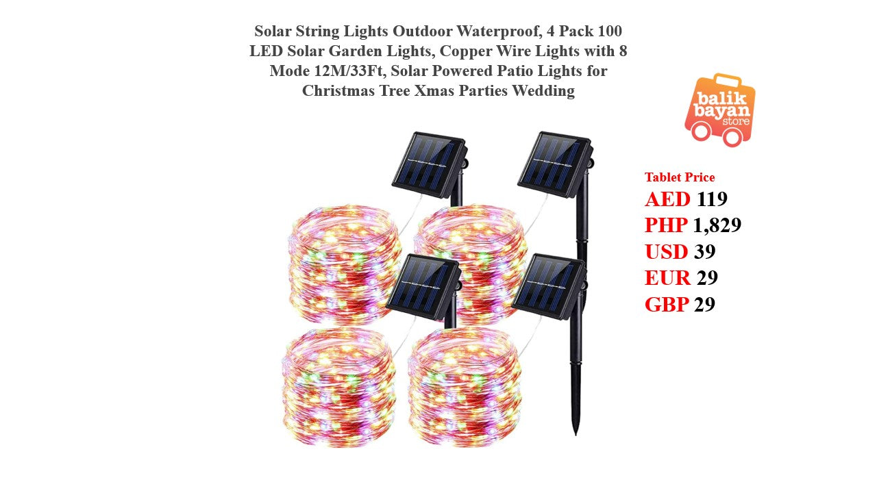 Solar String Lights Outdoor Waterproof, Pack 100 LED Solar Garden Li